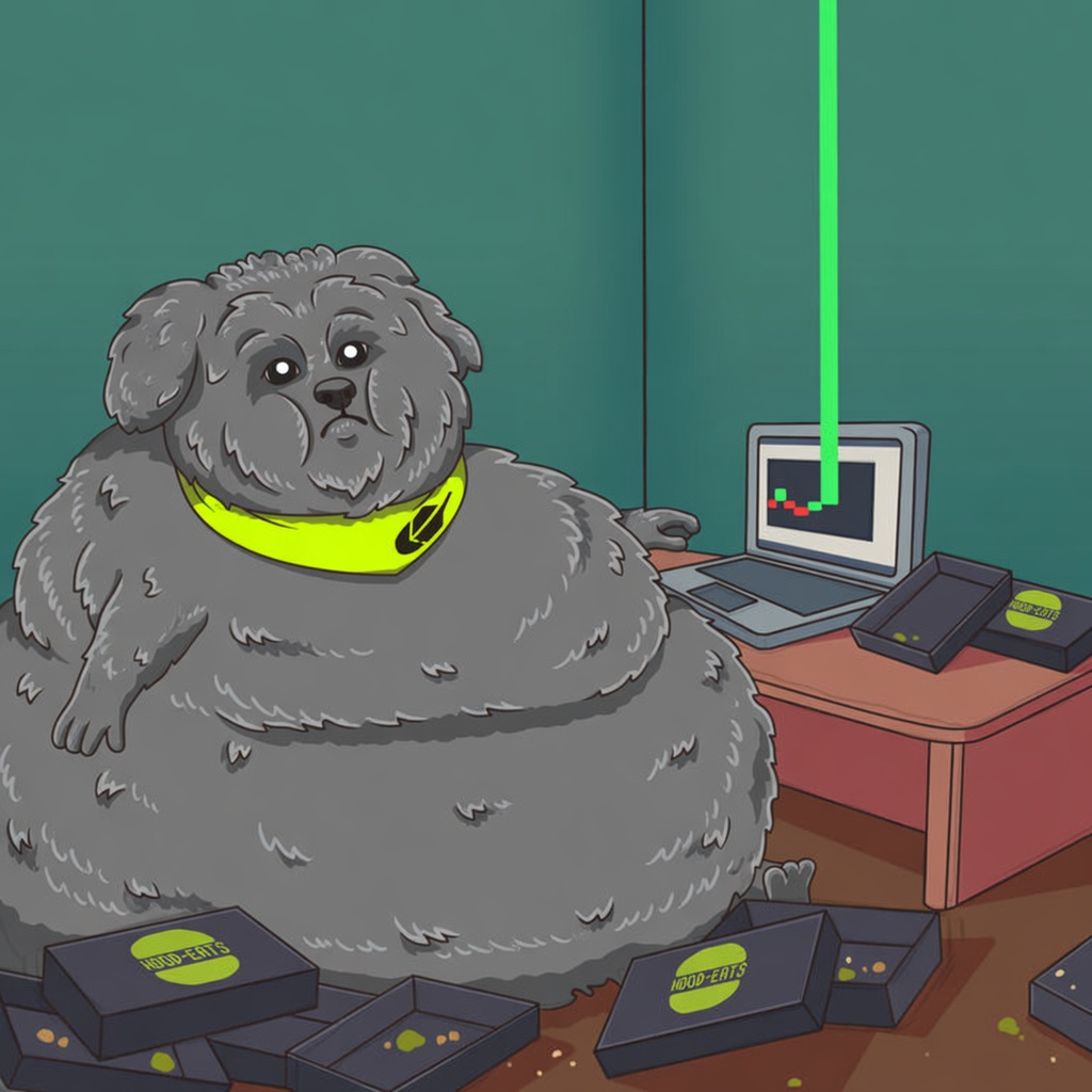 Chonky Broski surrounded by Hood-Eats boxes