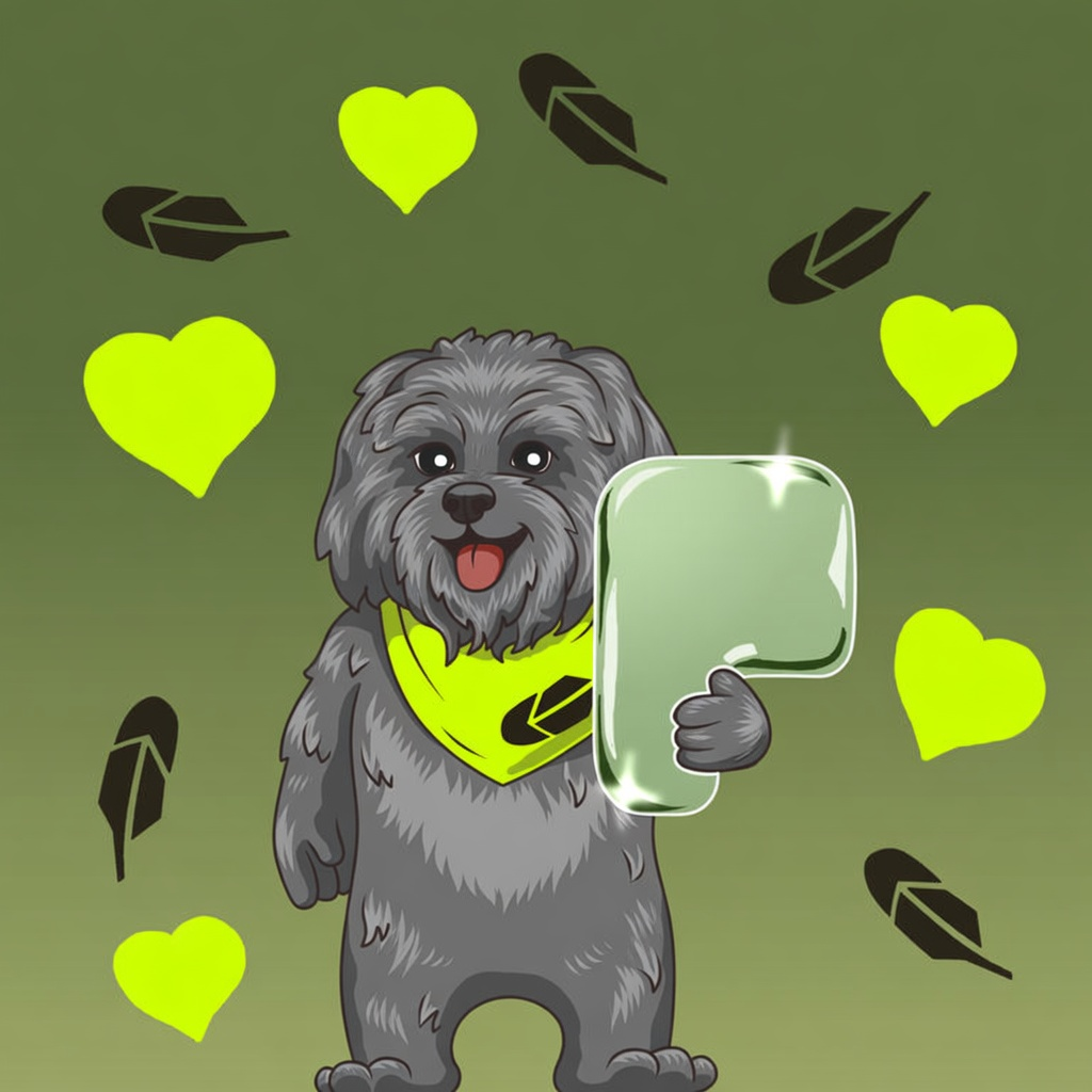 Broski holding a glowing green phone surrounded by hearts